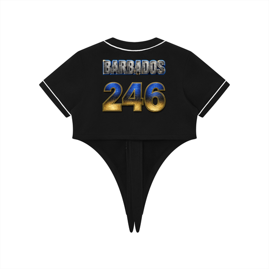 Women's Tie-Front Crop Jersey | Barbados 246 Shirt | Caribbean Streetwear