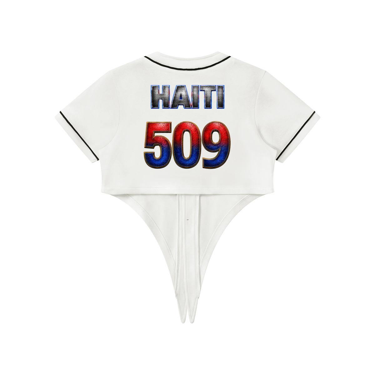 Women's Tie-Front Crop Jersey | Haiti 509 Shirt | Caribbean Streetwear