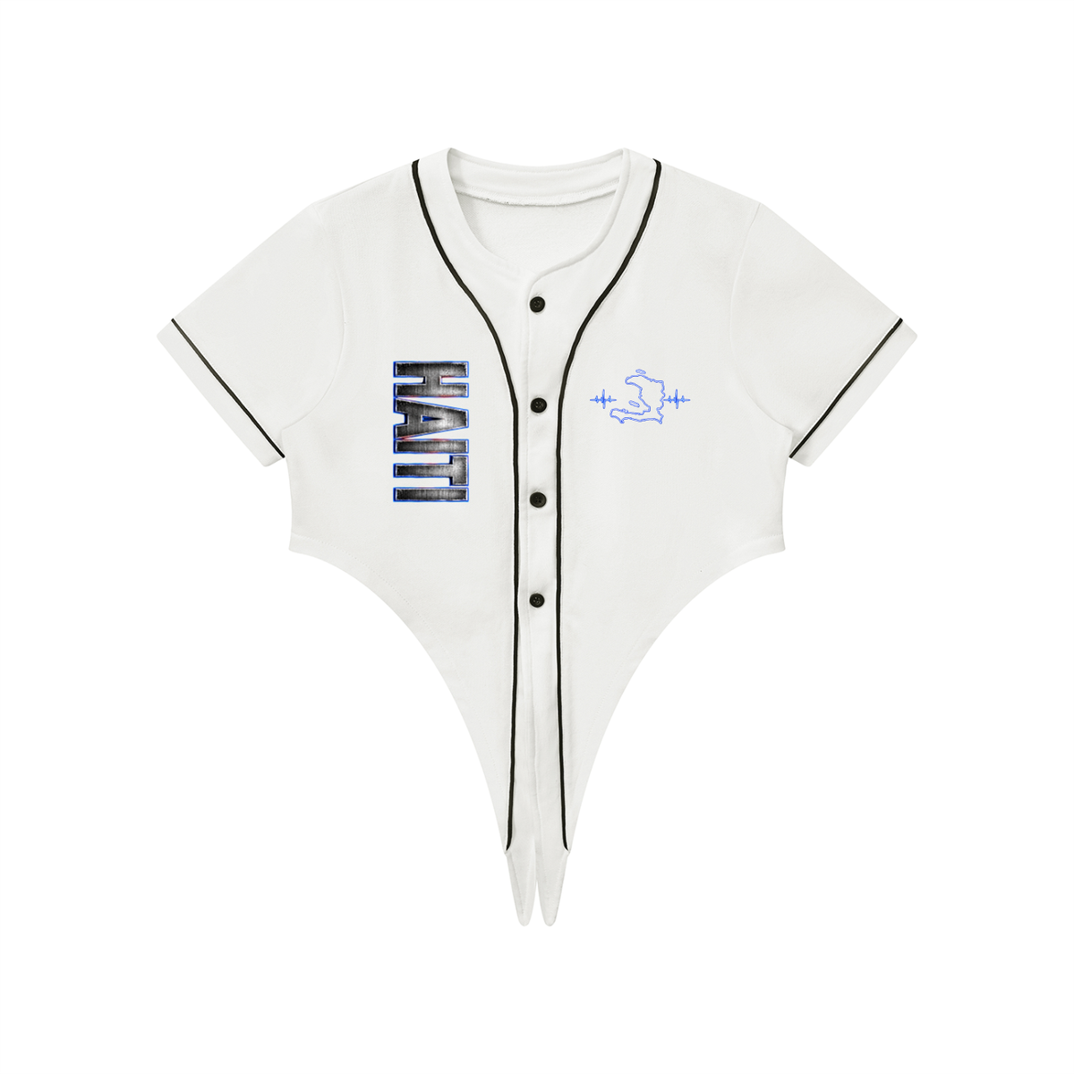 Women's Tie-Front Crop Jersey | Haiti 509 Shirt | Caribbean Streetwear