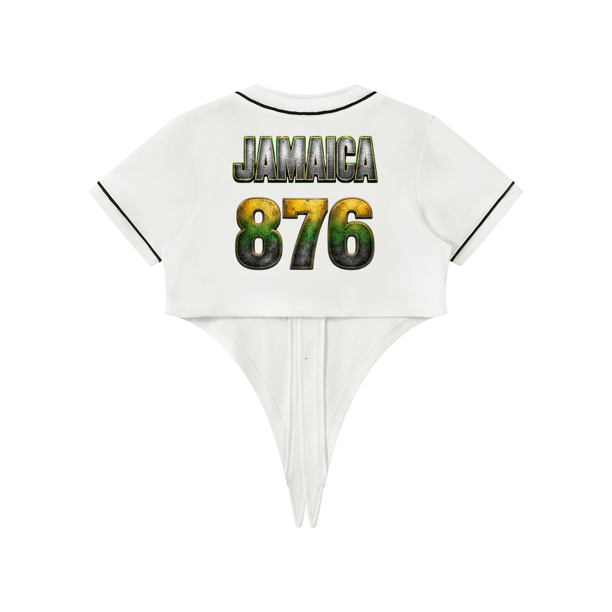 Women's Tie-Front Crop Jersey | Jamaican 876 Shirt | Caribbean Streetwear