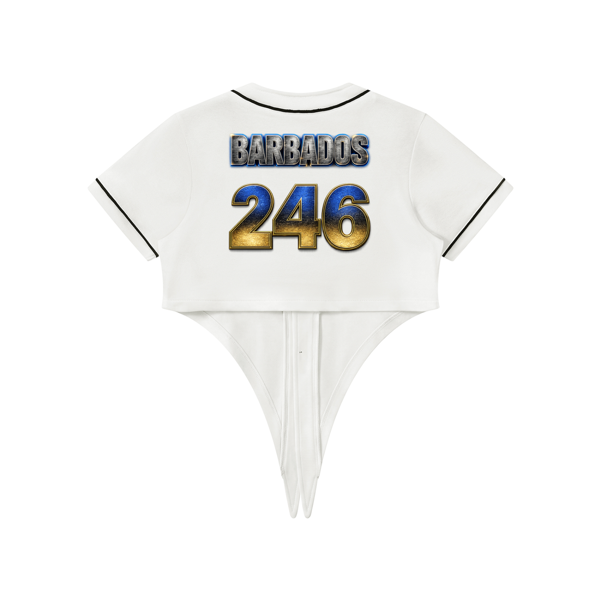 Women's Tie-Front Crop Jersey | Barbados 246 Shirt | Caribbean Streetwear