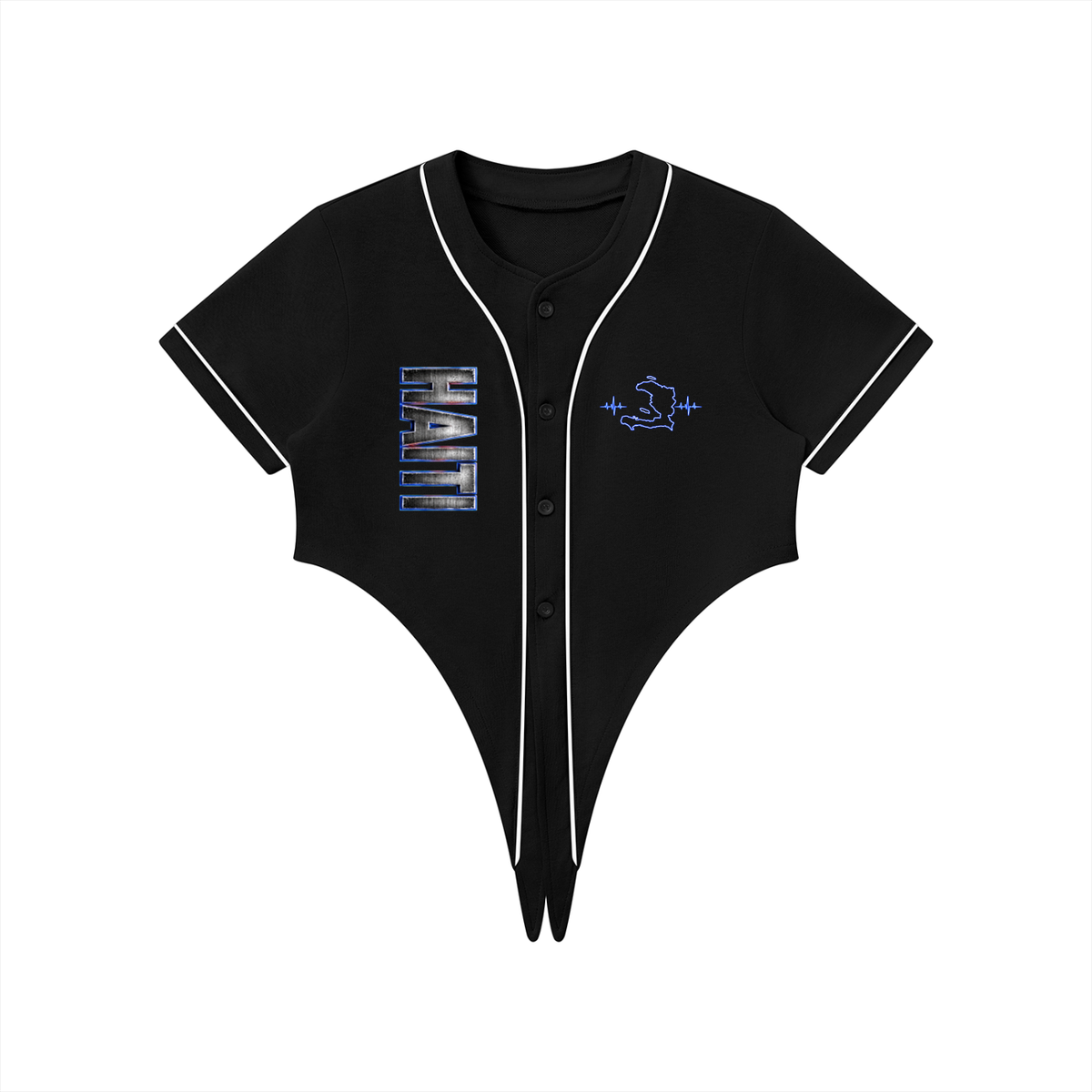 Women's Tie-Front Crop Jersey | Haiti 509 Shirt | Caribbean Streetwear
