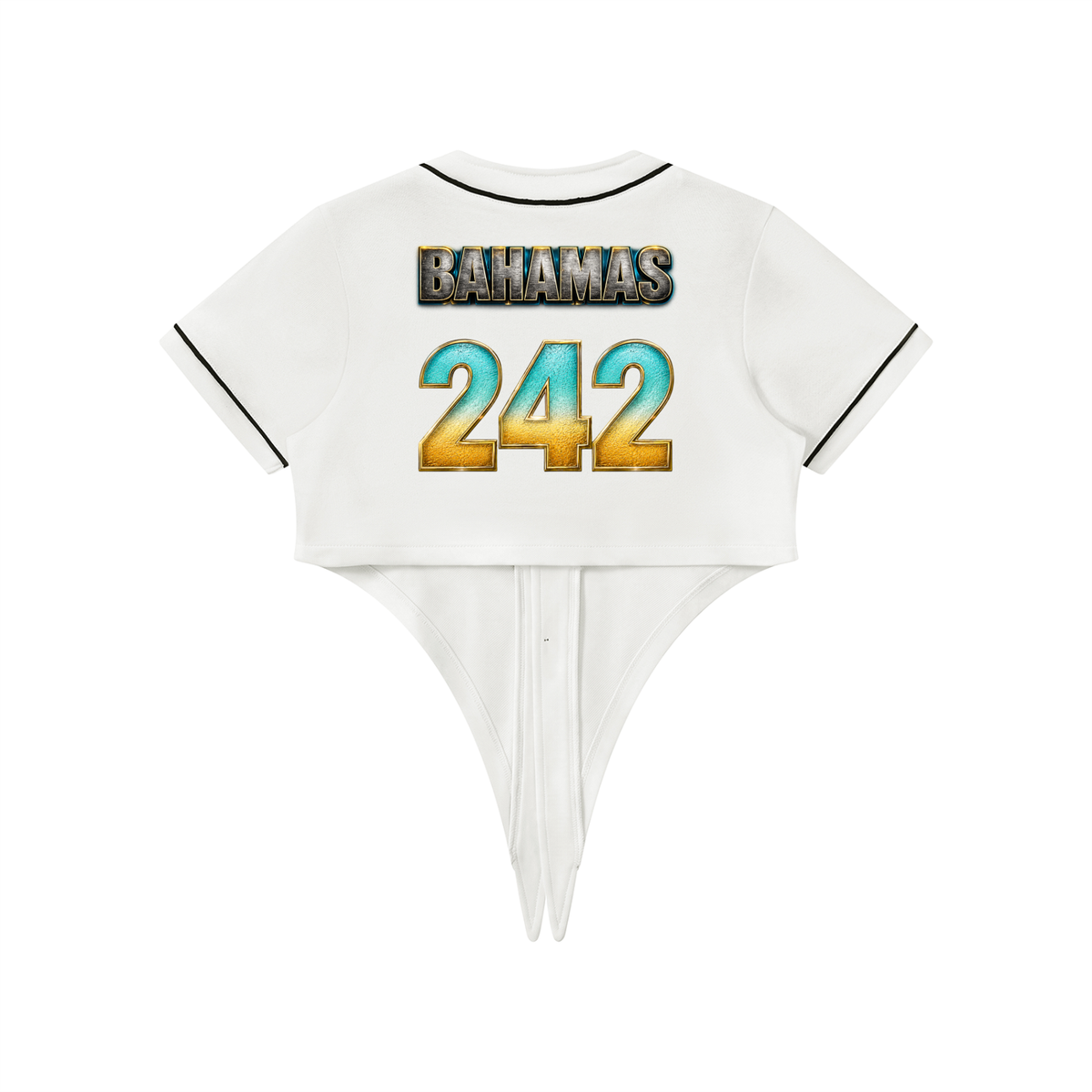 Women's Tie-Front Crop Jersey | Bahamas 242 Shirt | Caribbean Streetwear