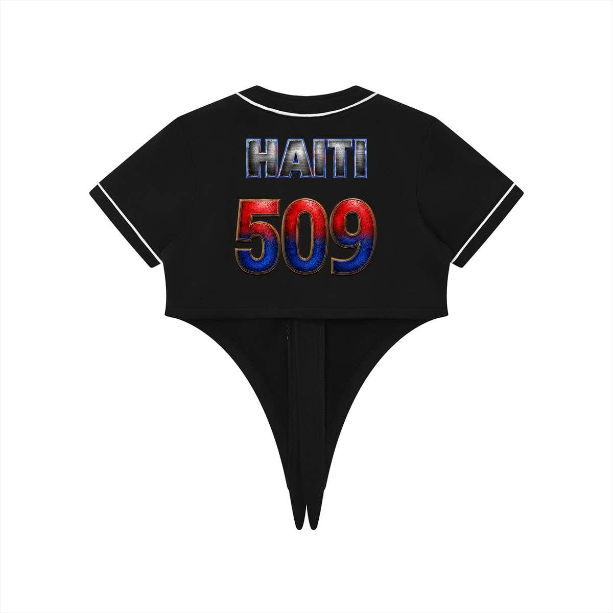 Women's Tie-Front Crop Jersey | Haiti 509 Shirt | Caribbean Streetwear