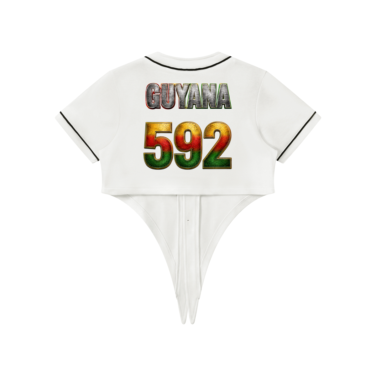 Women's Tie-Front Crop Jersey | Guyana 592 Shirt | Caribbean Streetwear