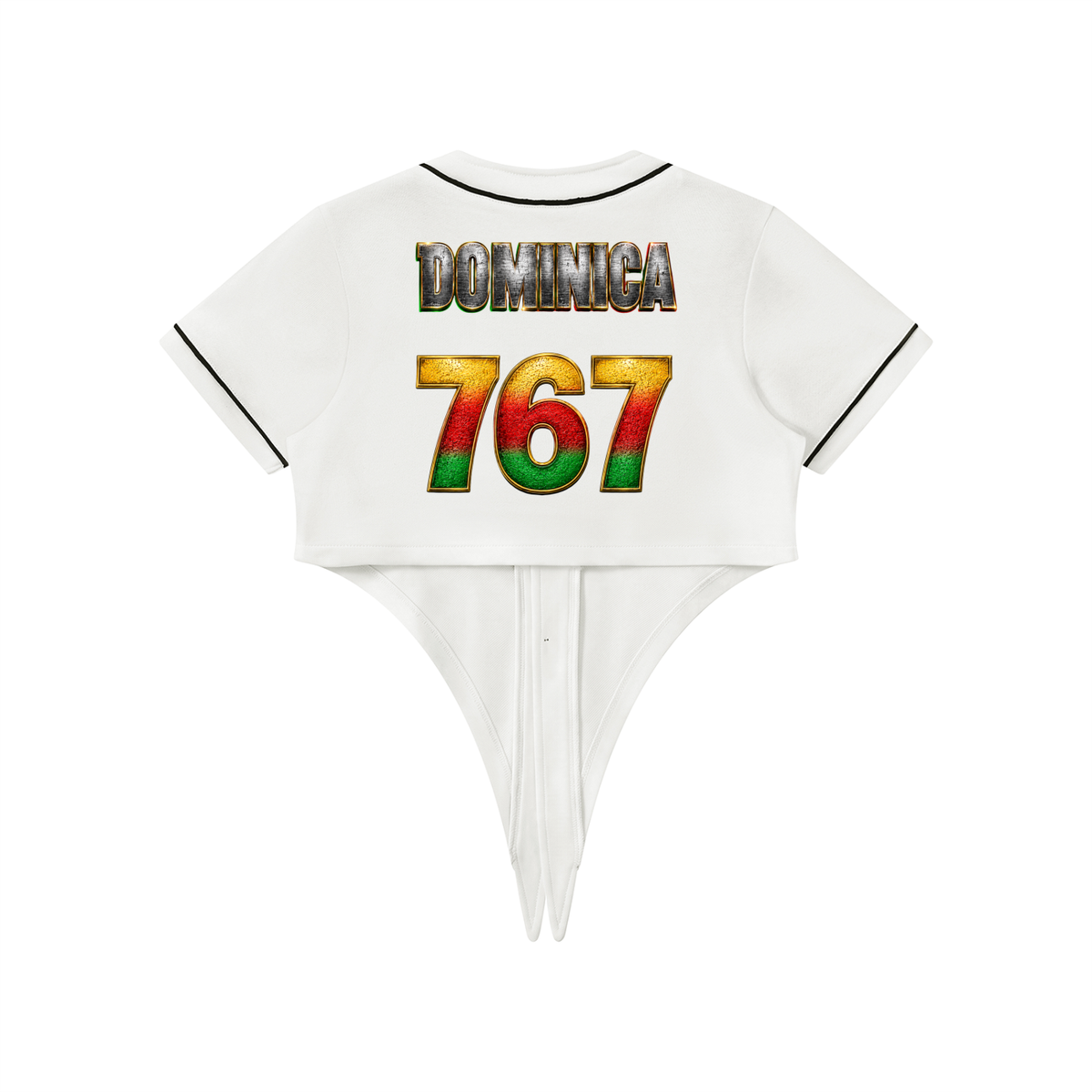 Women's Tie-Front Crop Jersey | Dominica 767 Shirt | Caribbean Streetwear