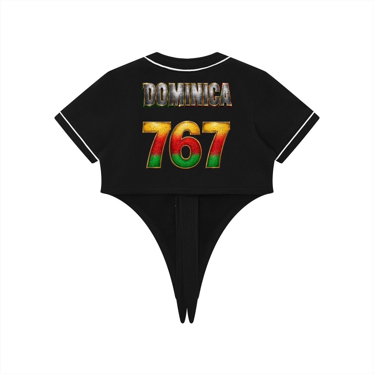 Women's Tie-Front Crop Jersey | Dominica 767 Shirt | Caribbean Streetwear