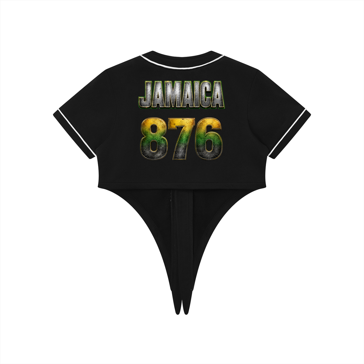 Women's Tie-Front Crop Jersey | Jamaican 876 Shirt | Caribbean Streetwear